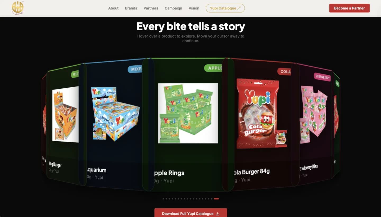 Canberra Limited website, screen 3