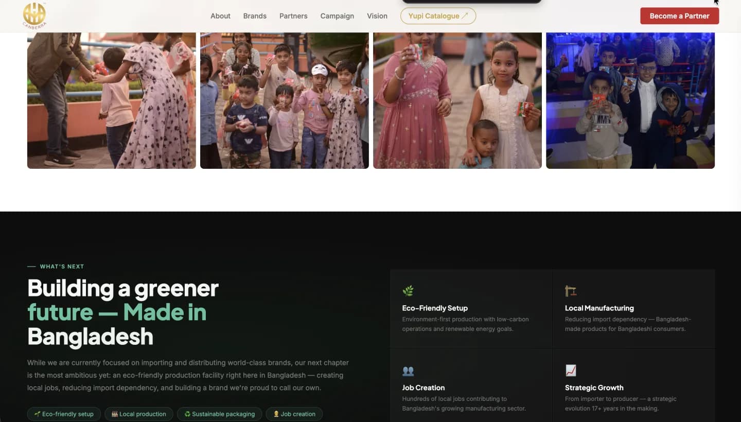 Canberra Limited website, screen 5
