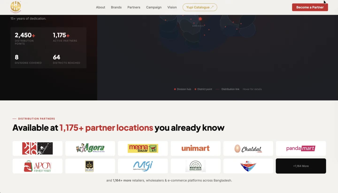 Canberra Limited website, screen 6