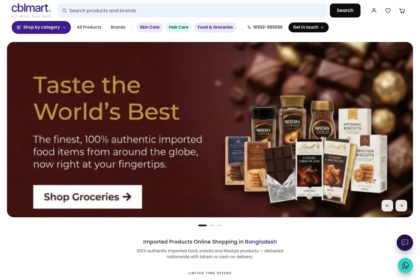 CBL Mart imported products storefront homepage