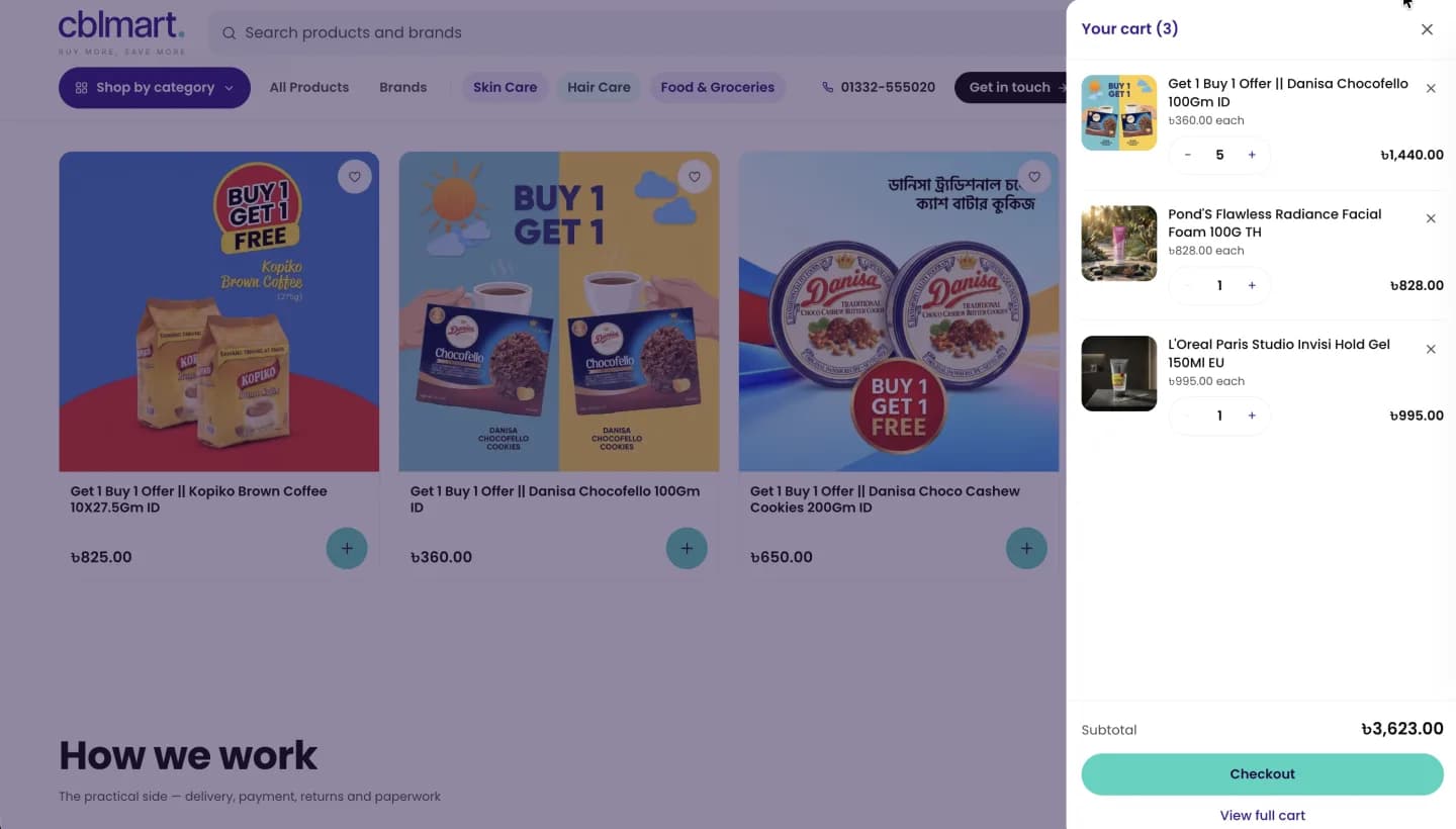 CBL Mart website, screen 6