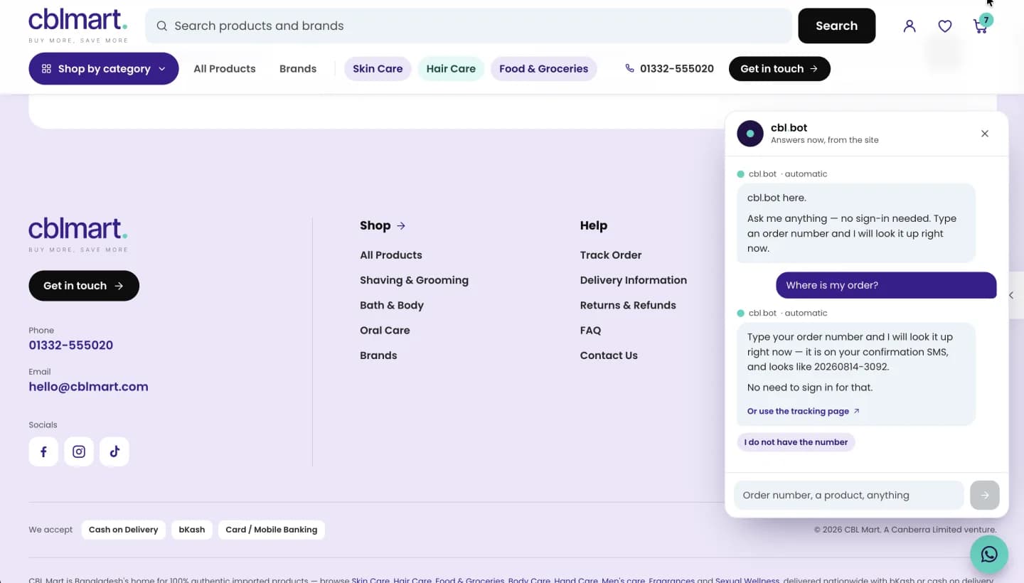 CBL Mart website, screen 9