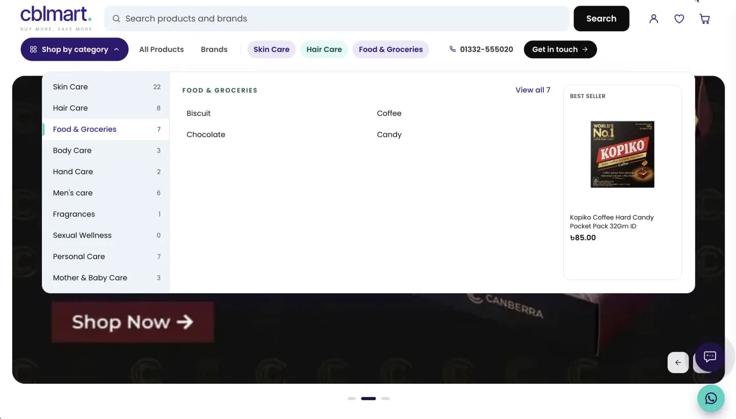 CBL Mart website, screen 13