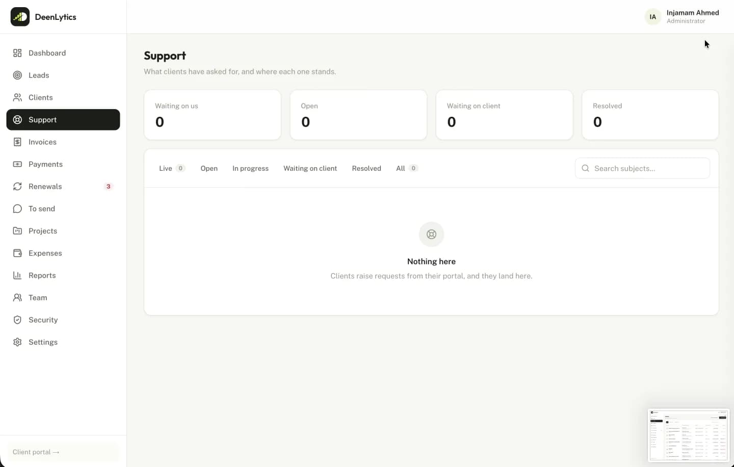 DeenCRM admin panel, screen 4