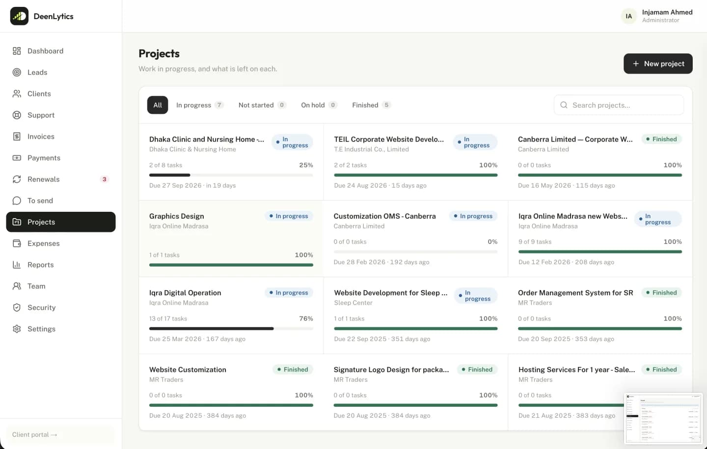 DeenCRM admin panel, screen 9