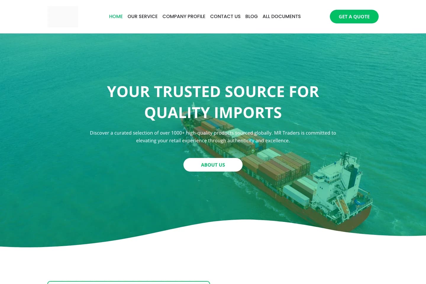 MR Traders corporate website homepage