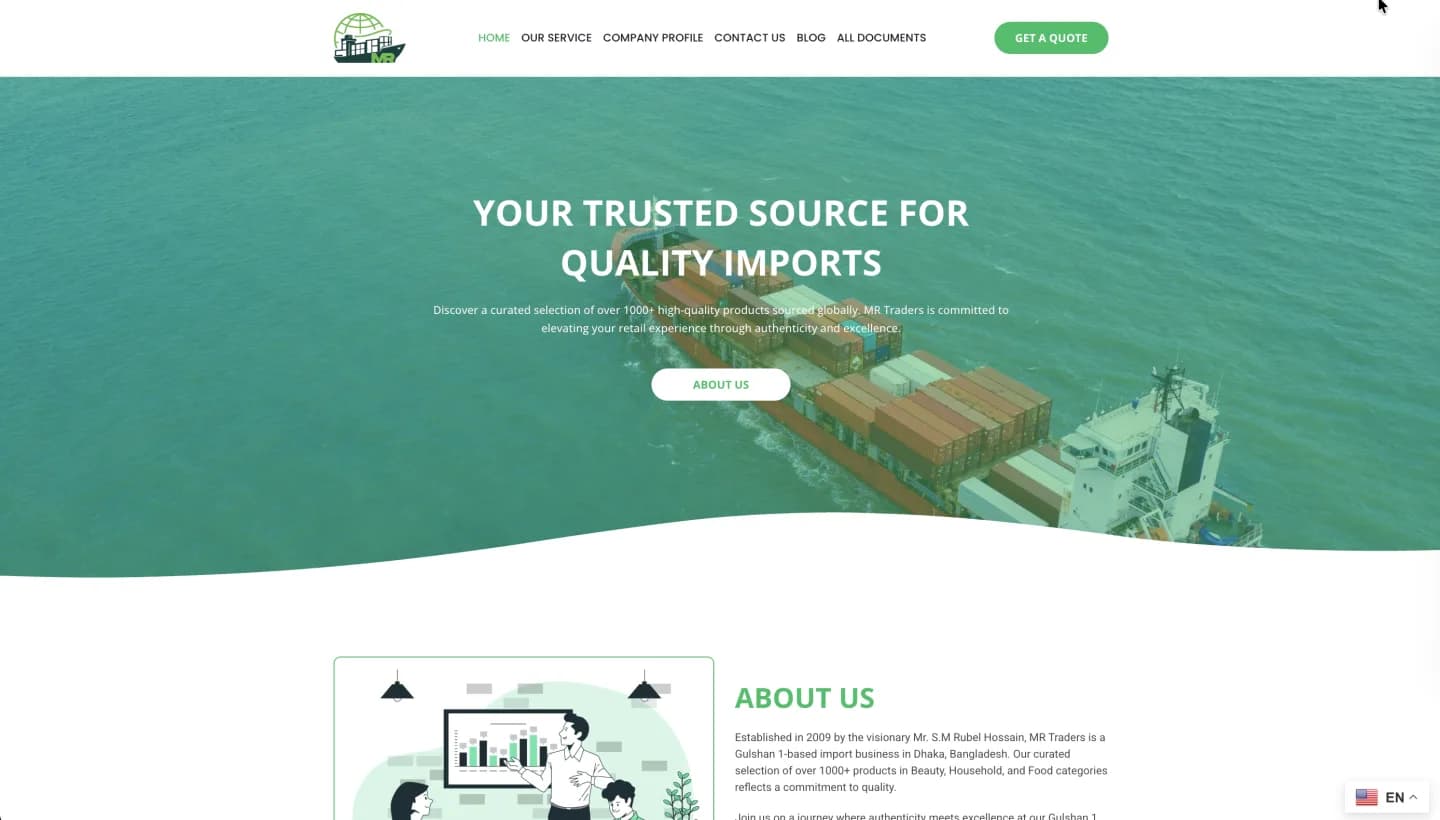 MR Traders import and export website