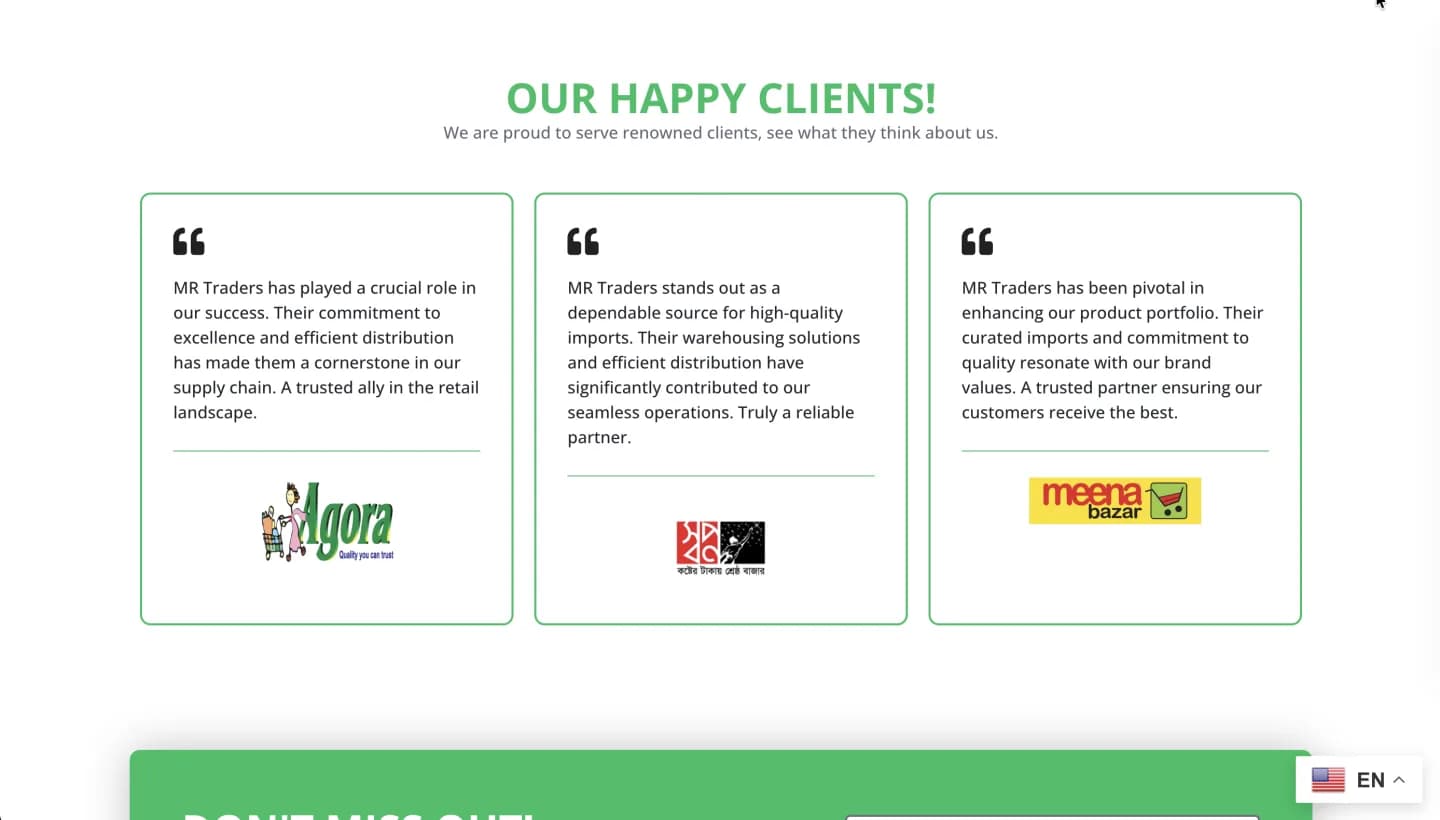 MR Traders website, screen 3