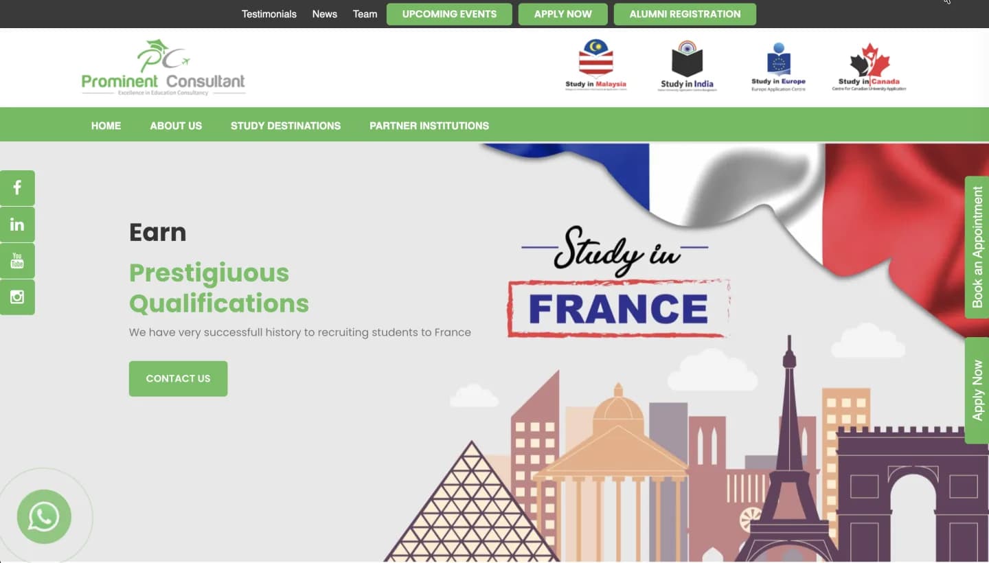 Prominent Consultant Global study-abroad consultancy home page