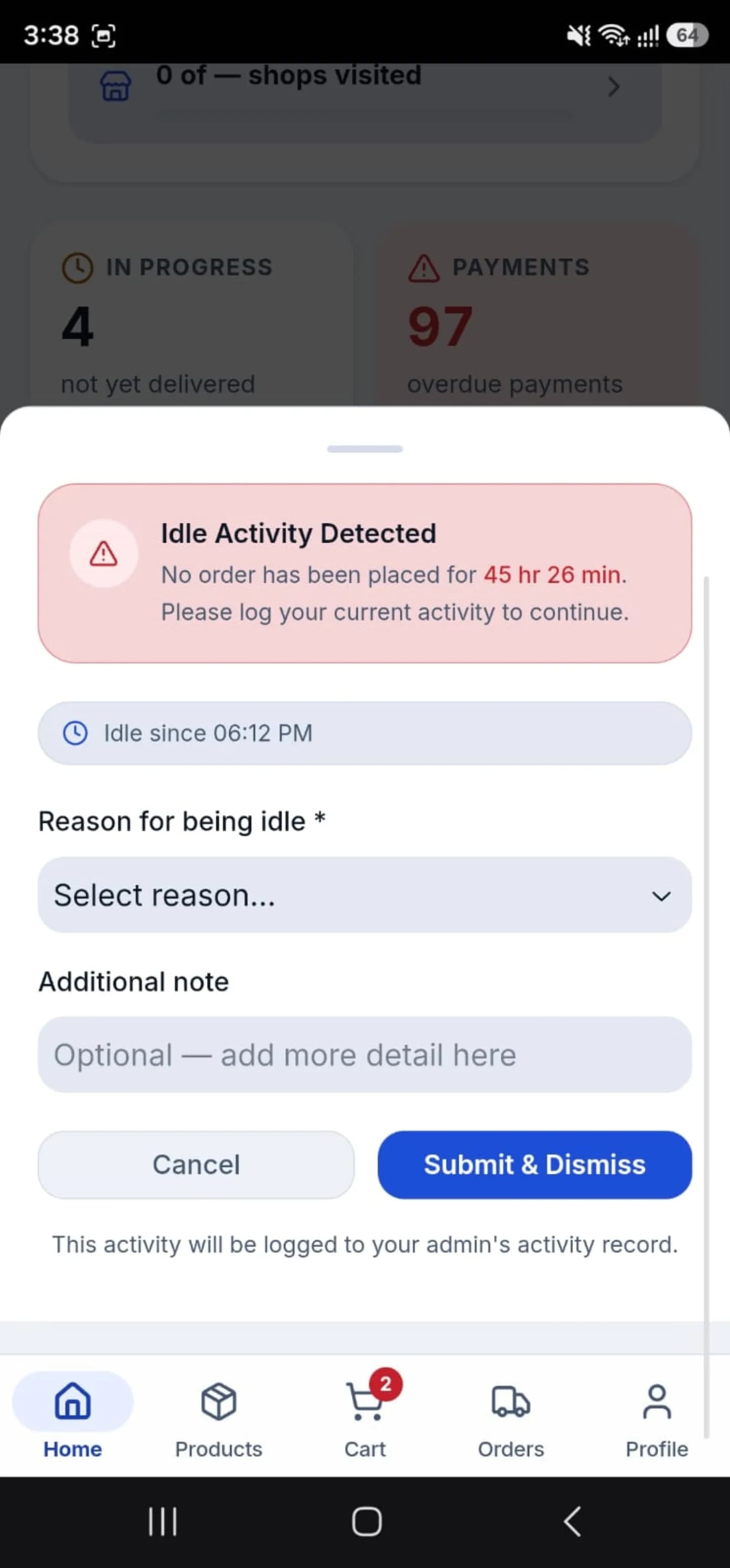 SR Management Android app, screen 9