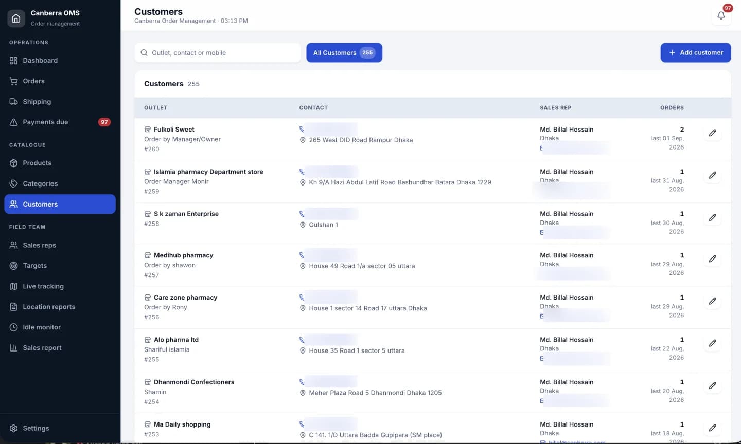 SR Management admin panel, screen 5