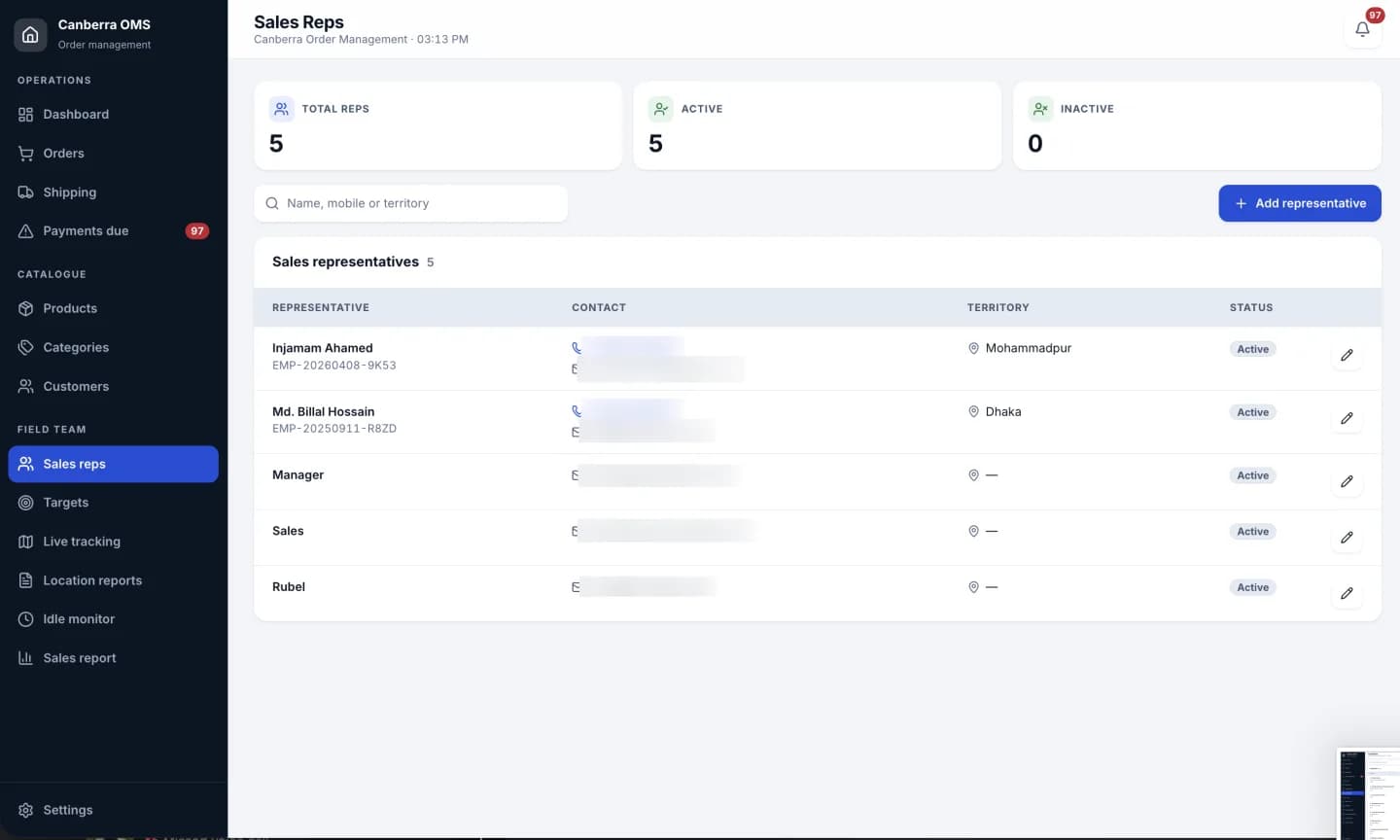 SR Management admin panel, screen 6