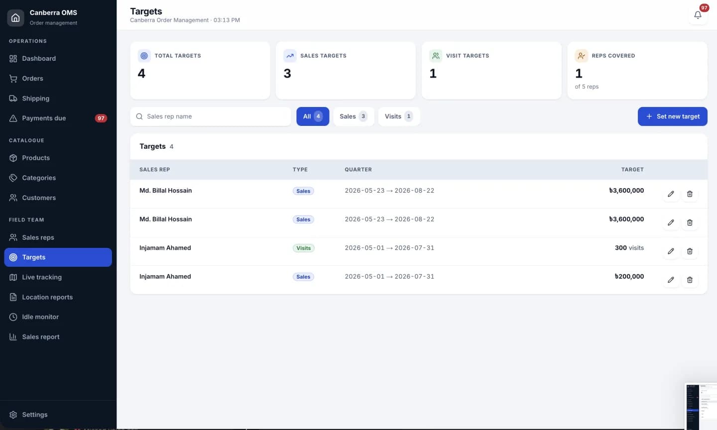 SR Management admin panel, screen 7