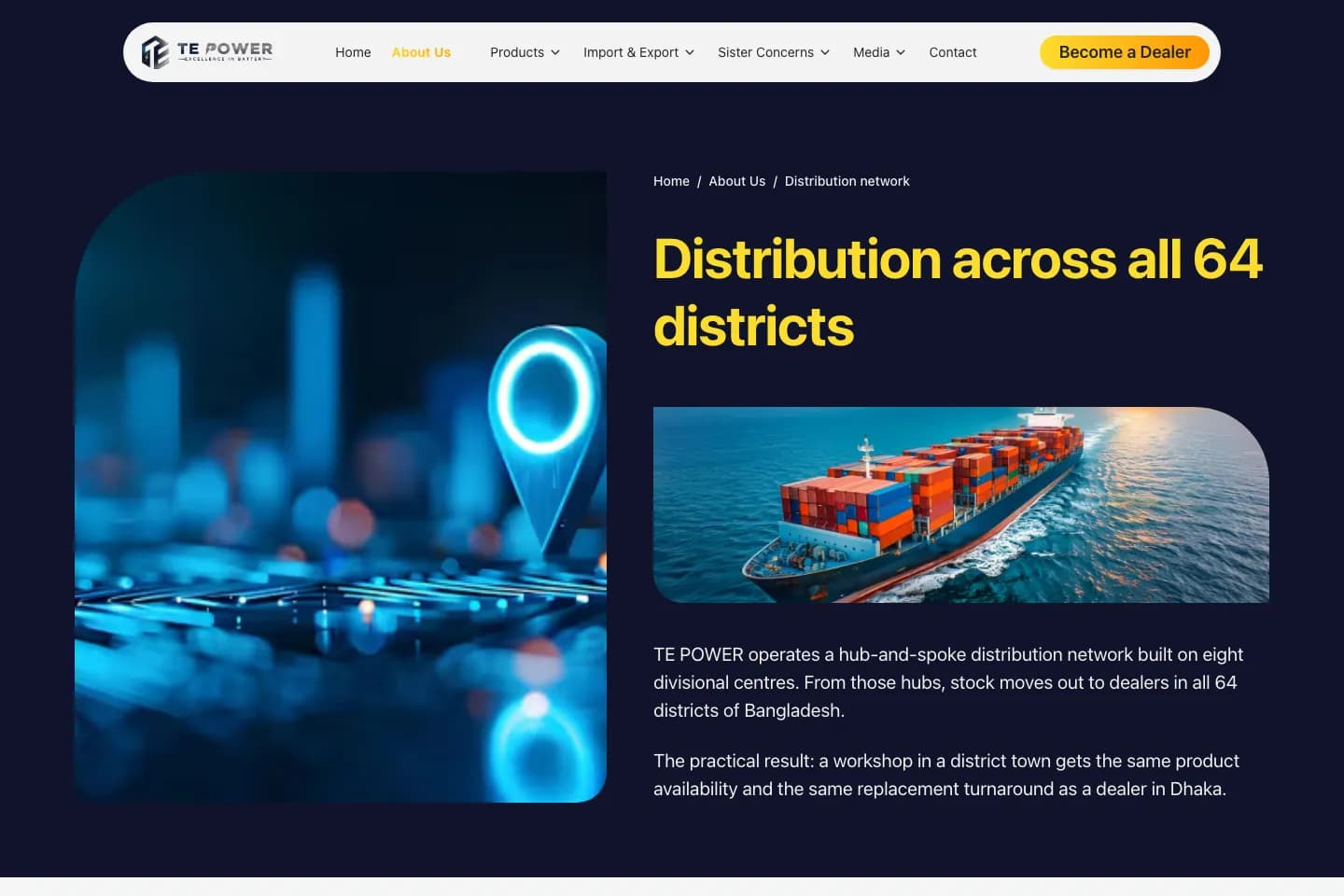 TE Power distribution network across 64 districts
