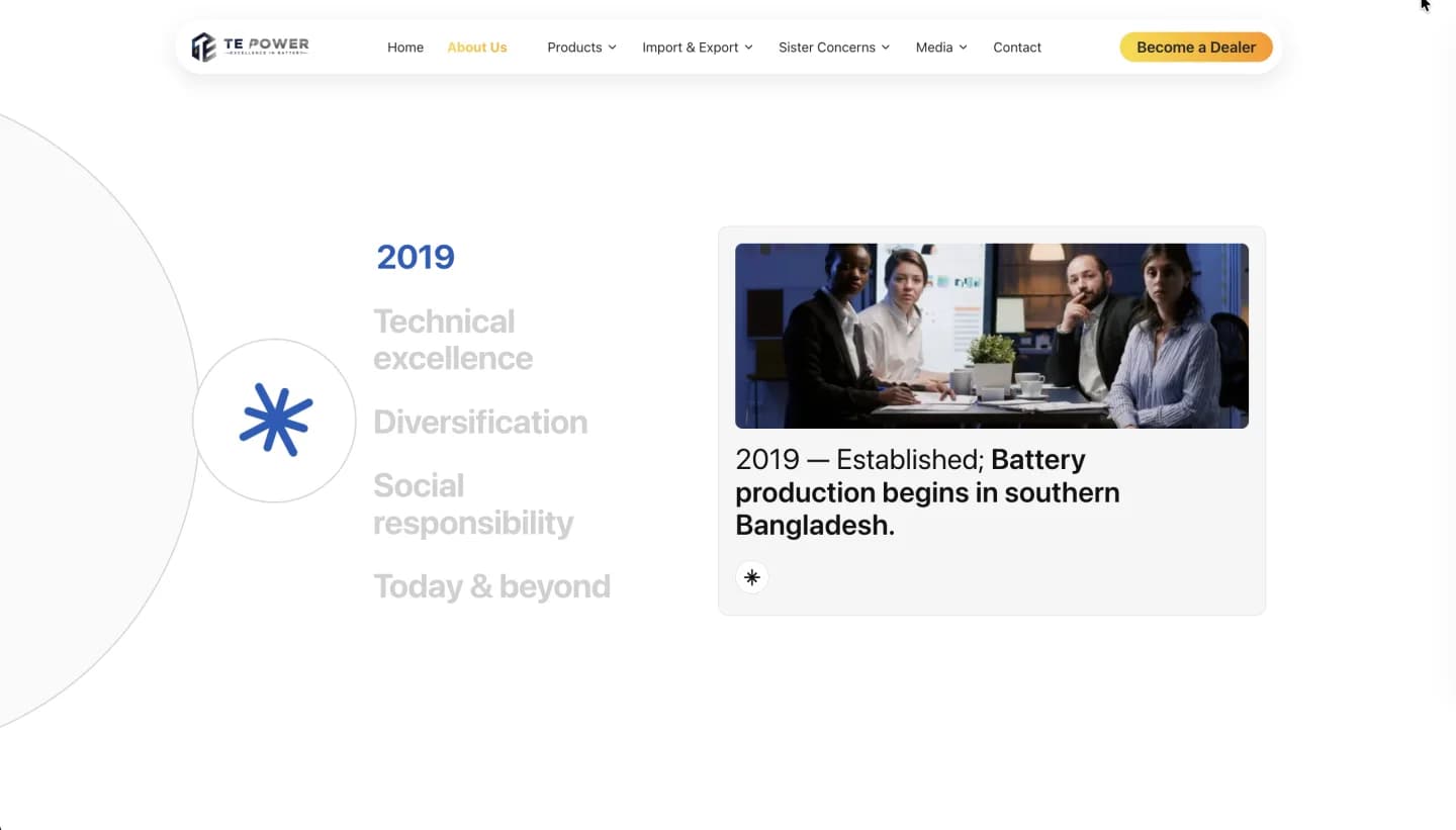 TE Power website, screen 5
