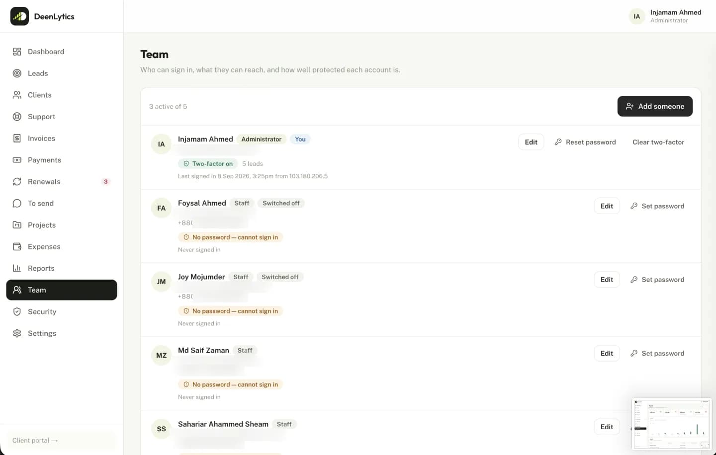 DeenCRM admin panel, screen 12