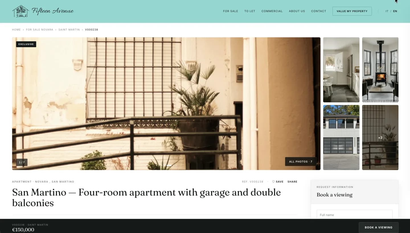 Fifteen Avenue website, screen 3