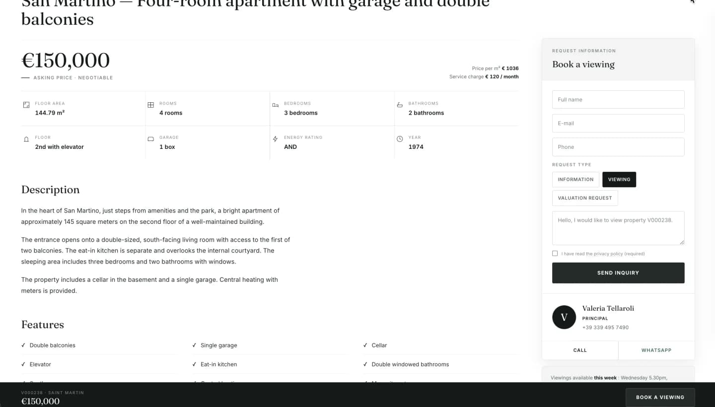 Fifteen Avenue website, screen 4