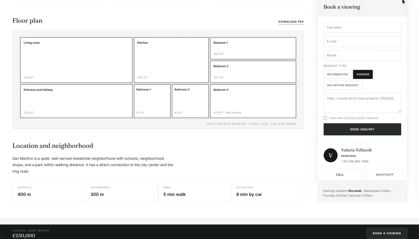 Fifteen Avenue website, screen 5
