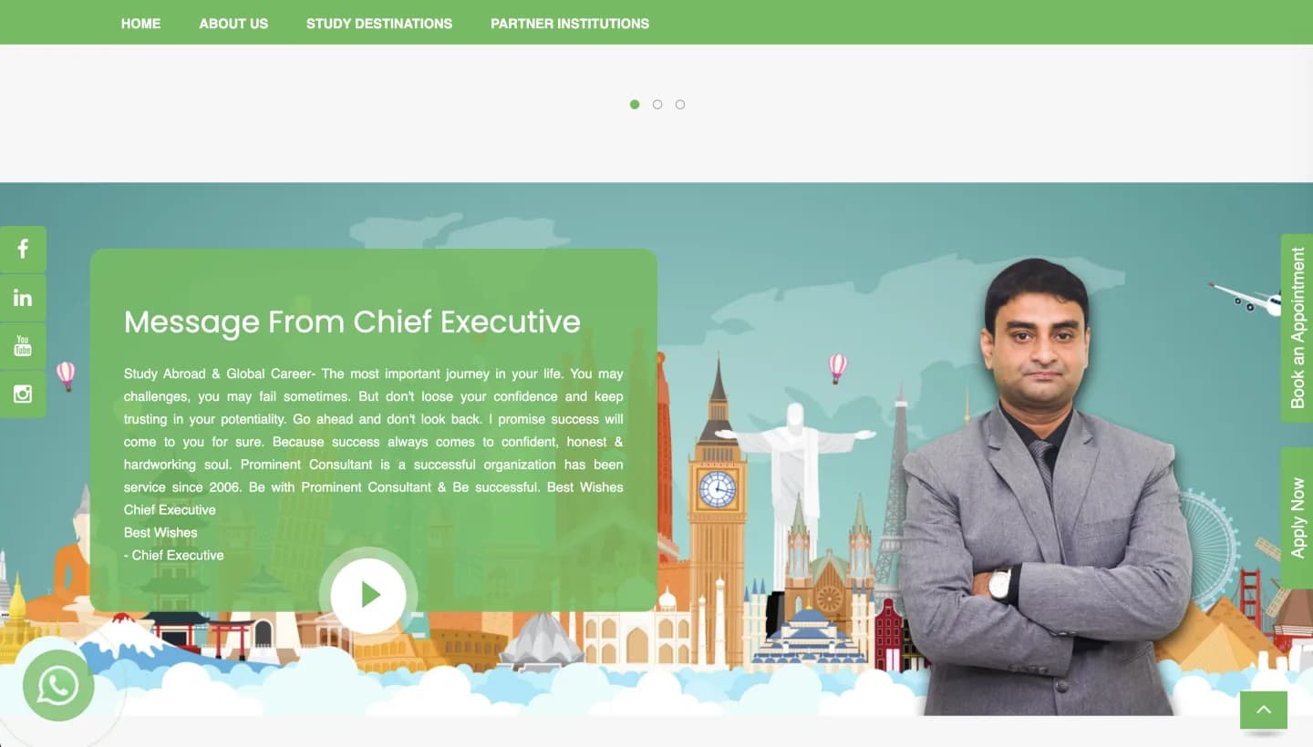 Prominent Consultant Global website, screen 3