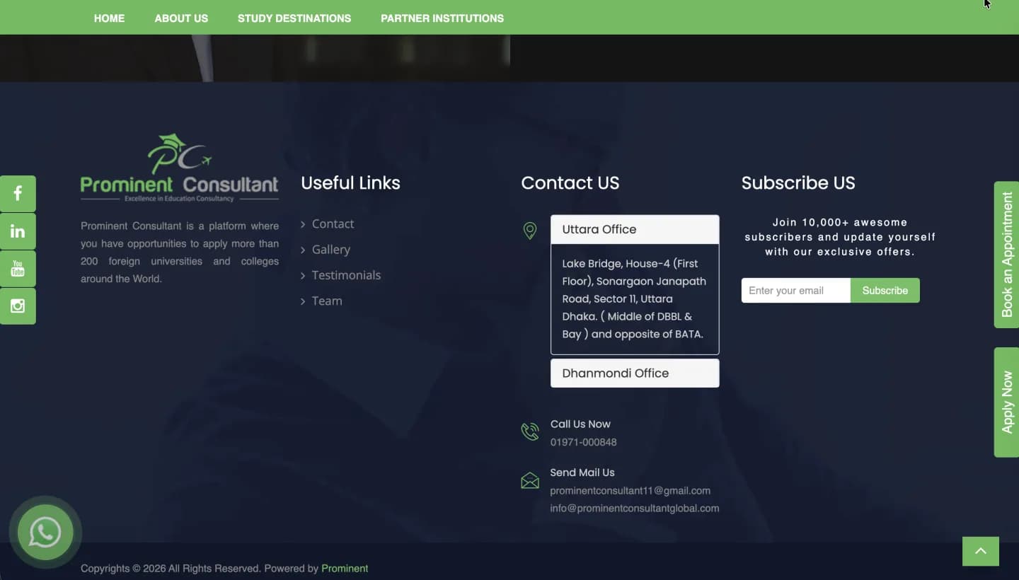 Prominent Consultant Global website, screen 4